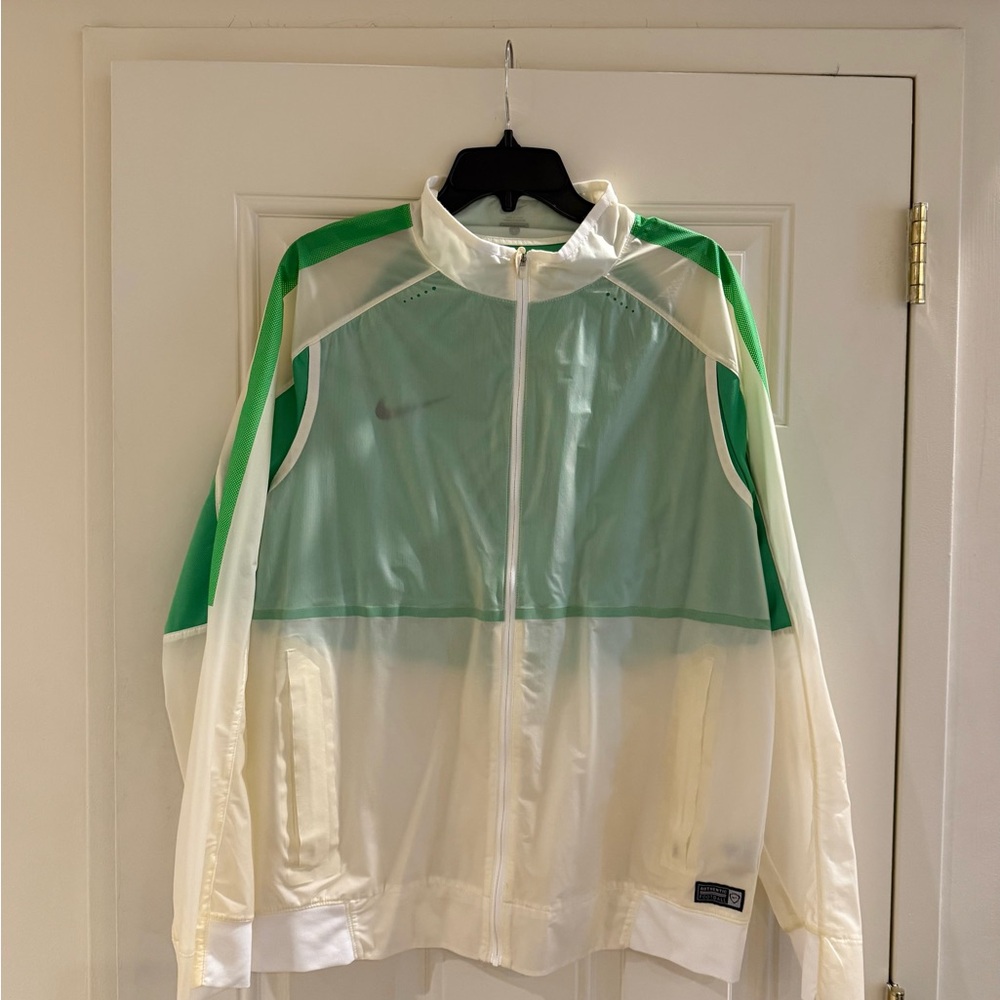 Nike White and Green Authentic Football (Soccer) Jacket